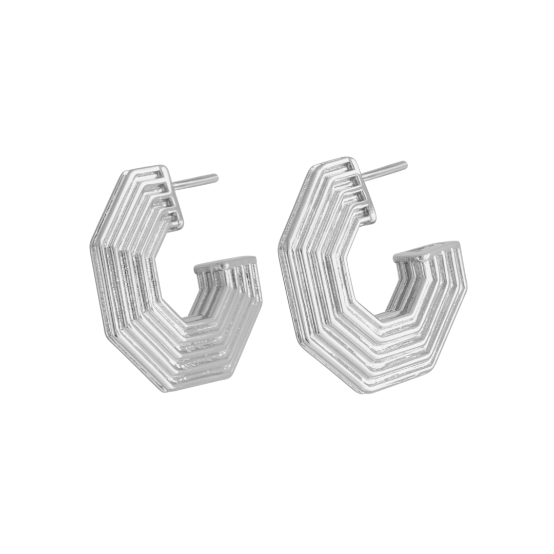 ART DECO HEXAGON HOOP EARRINGS
