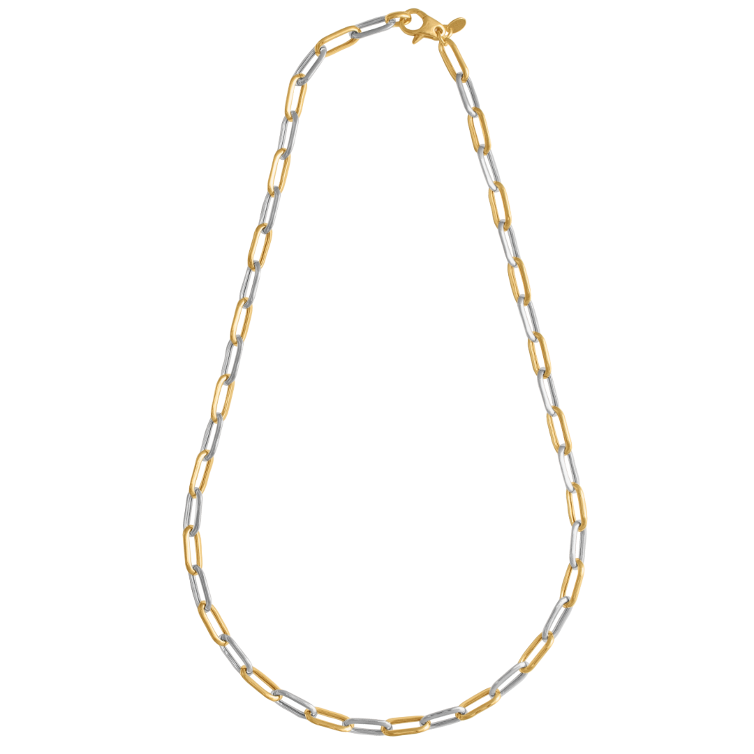 MIXED METAL LONG LINK CHAIN NECKLACE