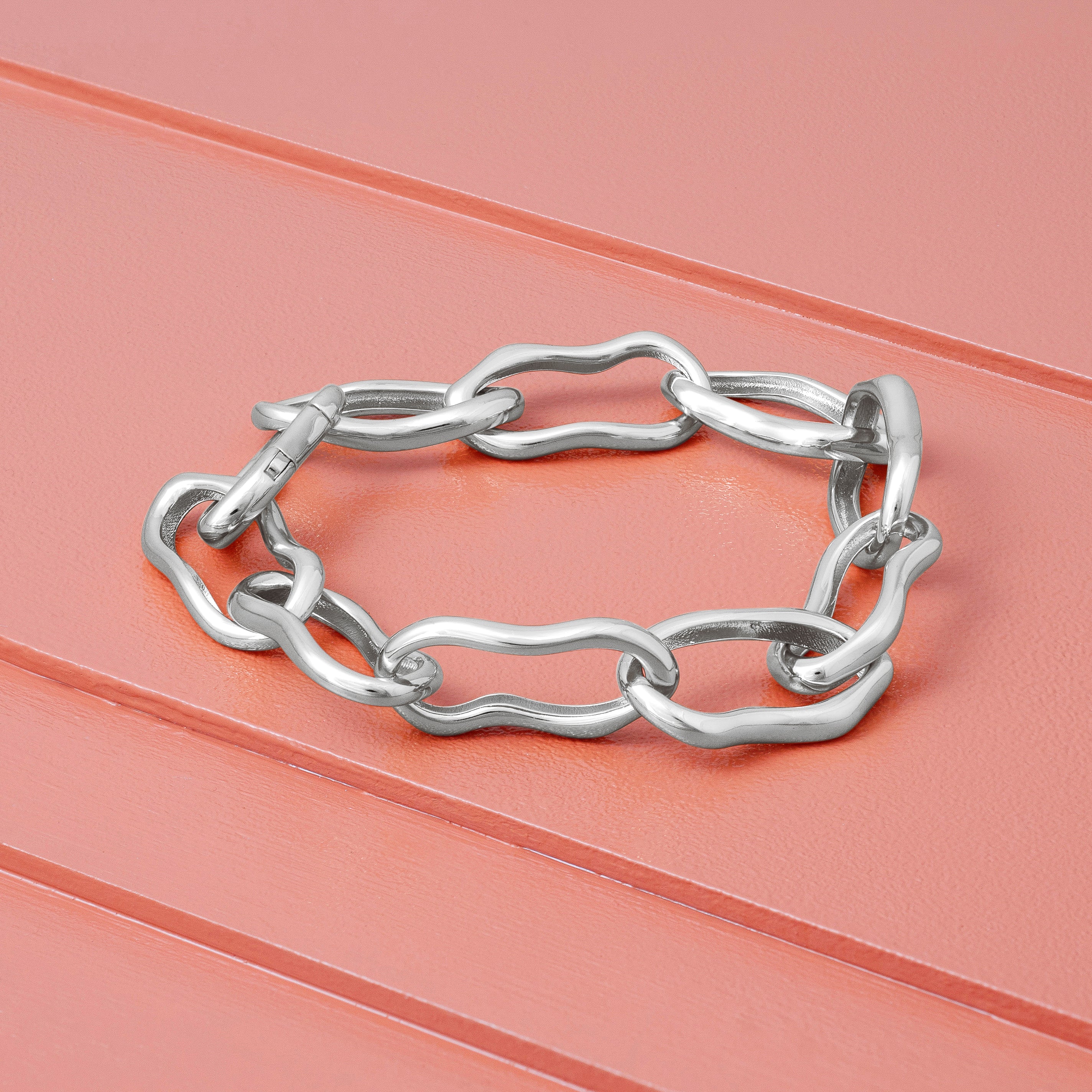 SILVER MOLTEN CHAIN LINK BRACELET