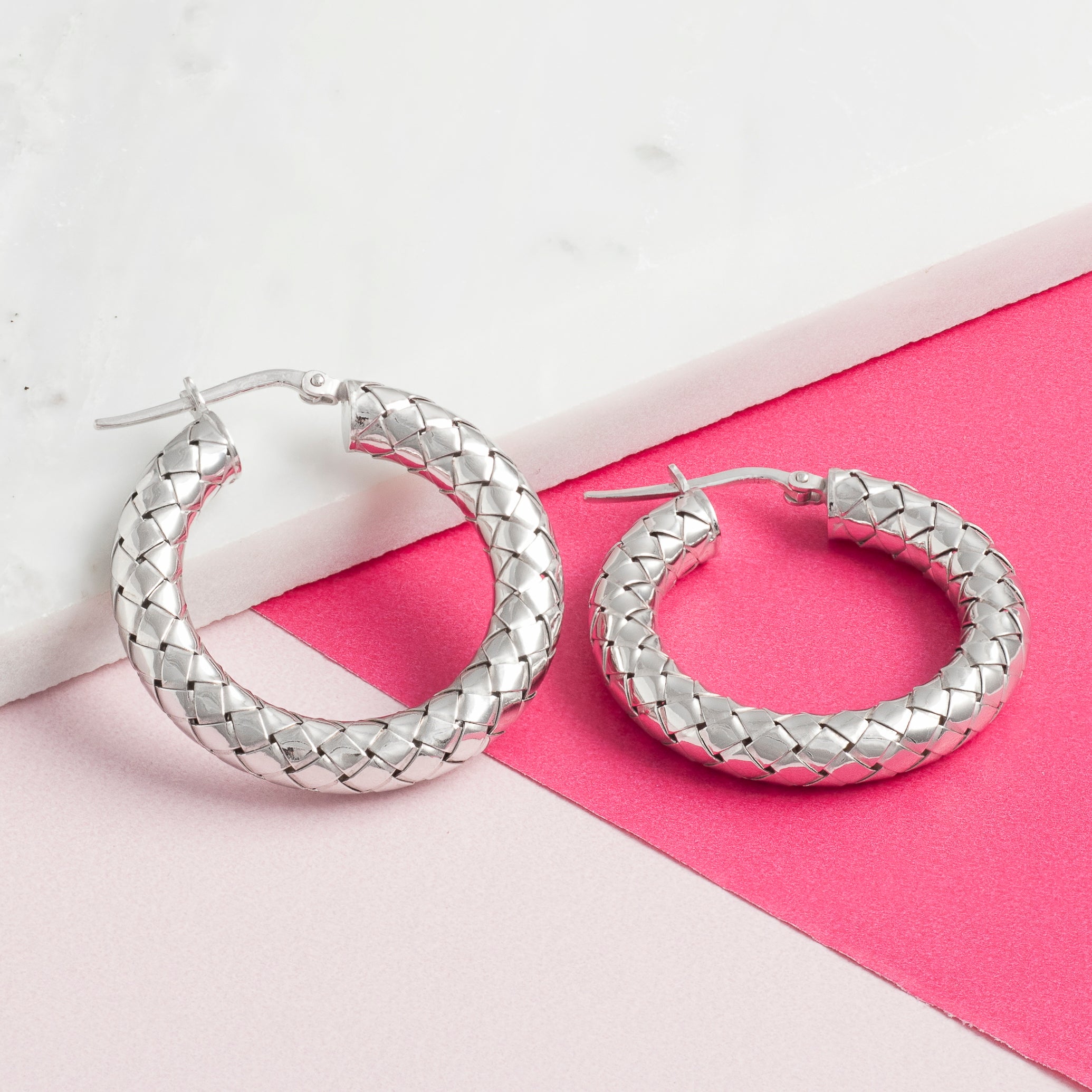 SILVER THICK WOVEN HOOPS