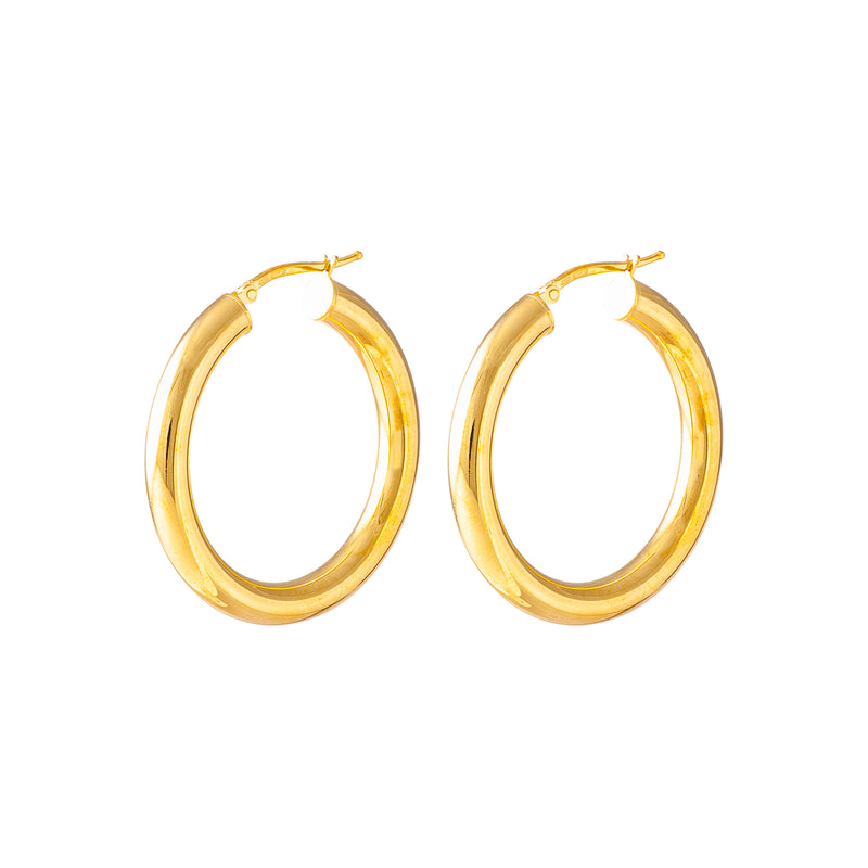 Large Plain Tribal Hoop Earrings Gold, Large Thick Hoop Earrings