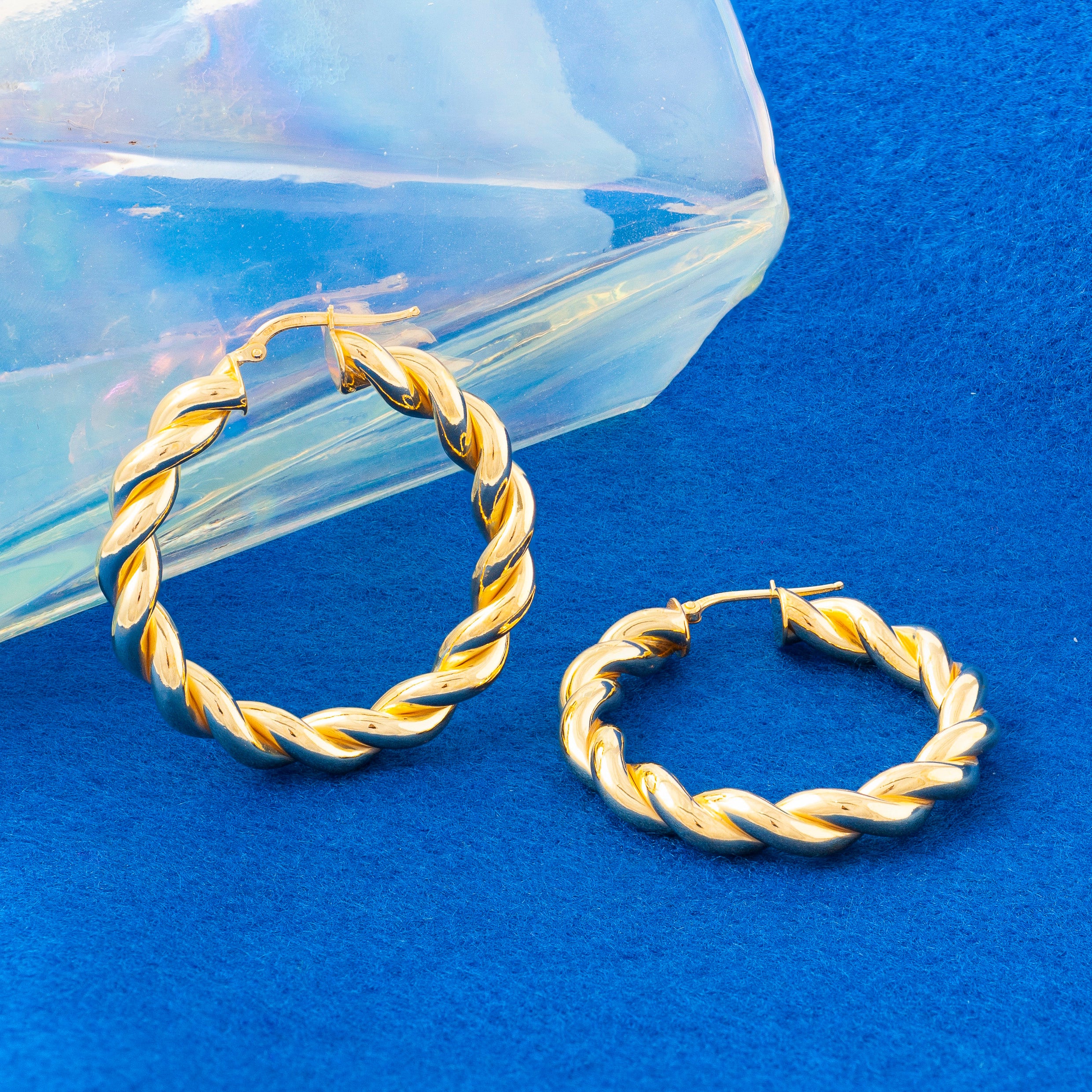 THICK GOLD SPIRAL HOOP EARRINGS