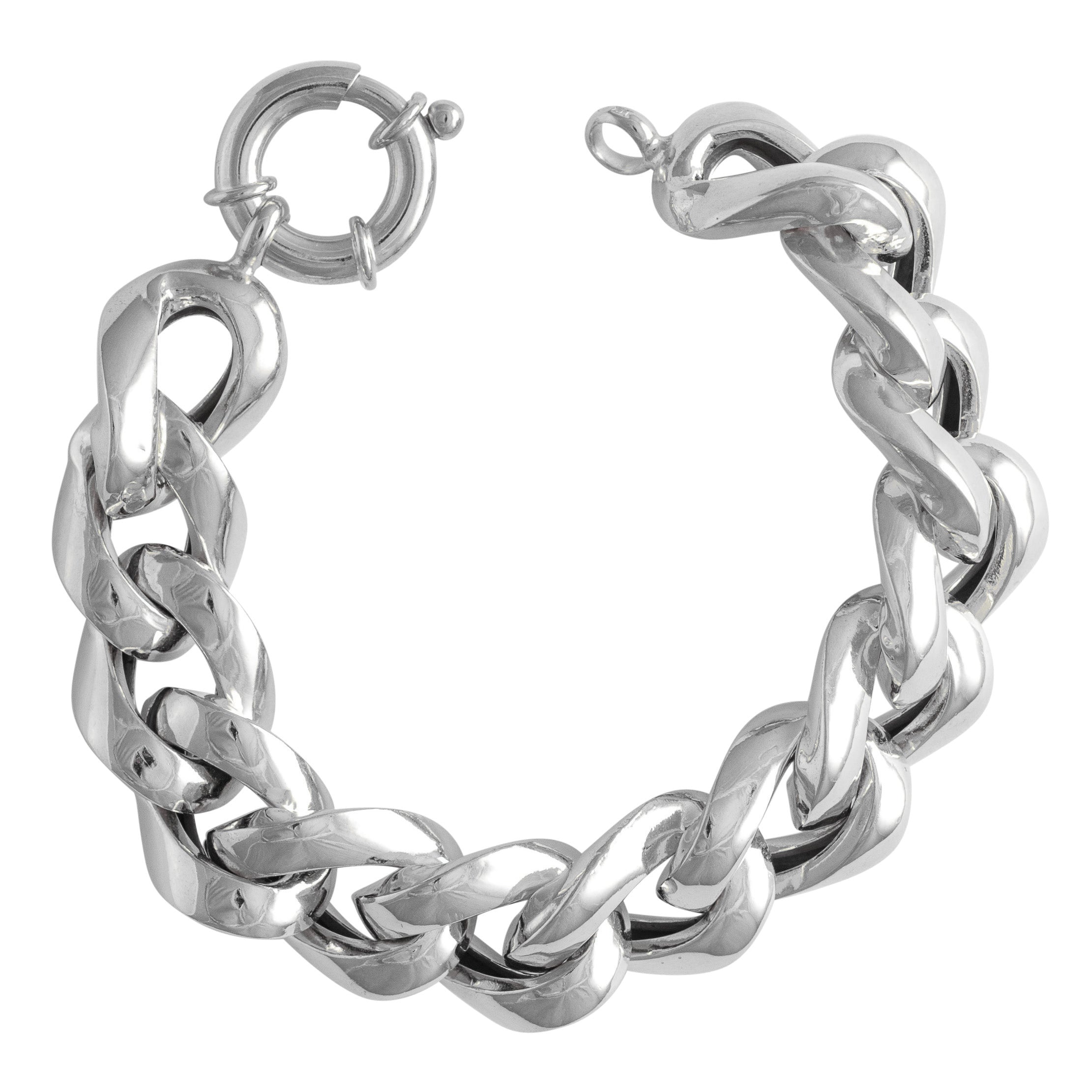 SILVER THICK CURB CHAIN BRACELET