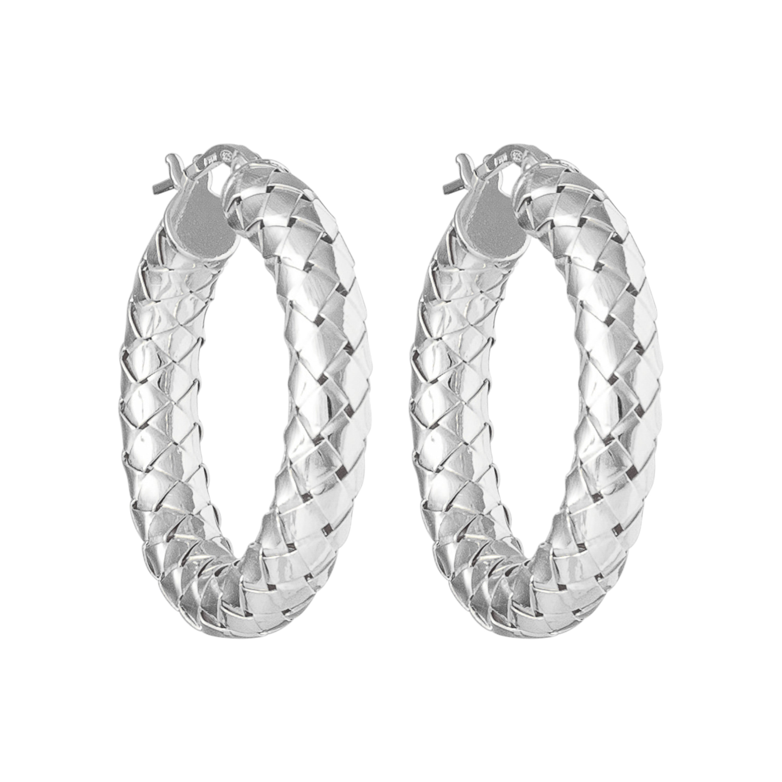 SILVER THICK WOVEN HOOPS