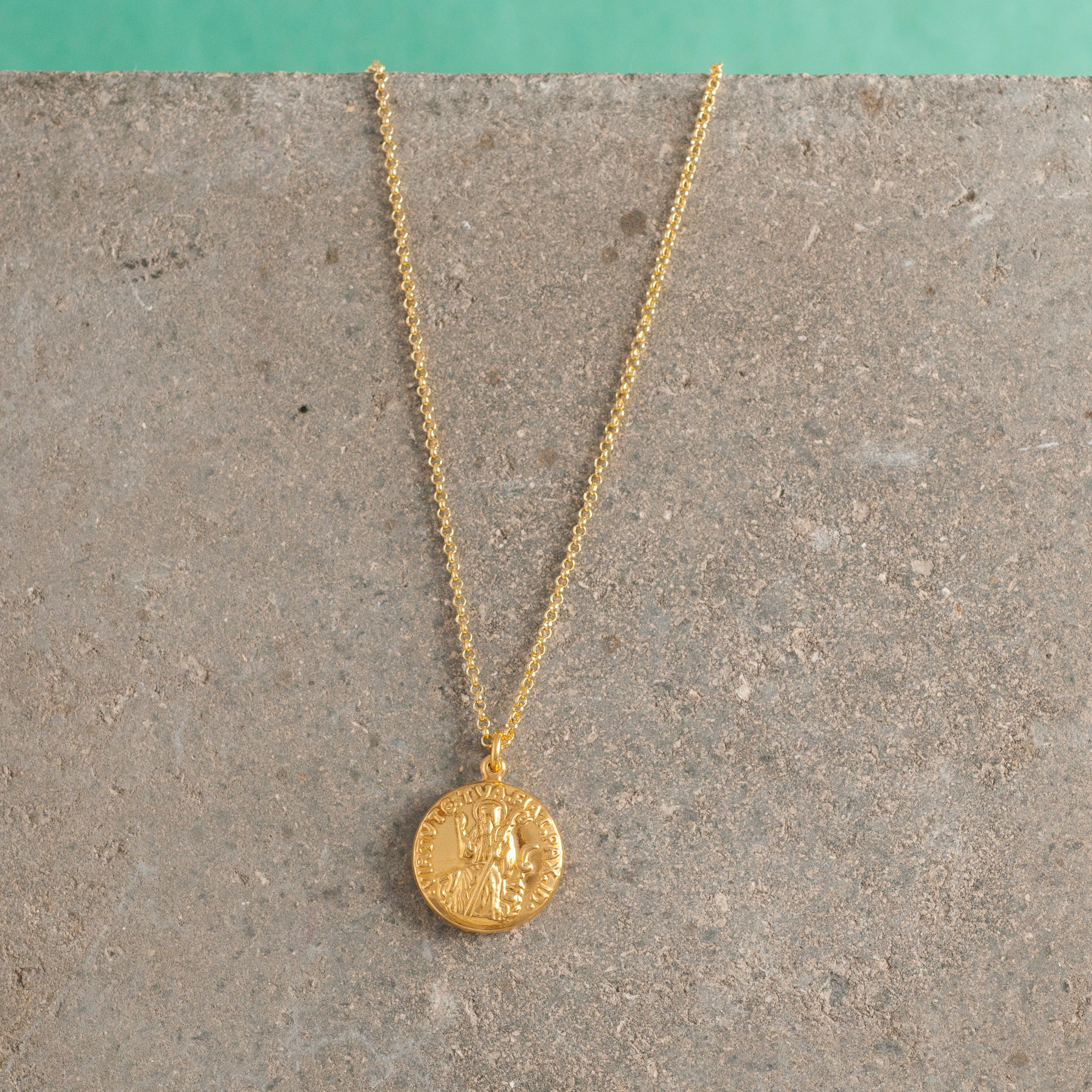 GOLD ST.CHRISTOPHER CHARM PENDANT